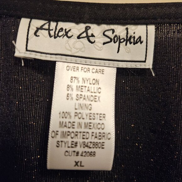 Alex & Sophia Glitter Side-Shirred V-Neck Black and Gold Top - Picture 5 of 12